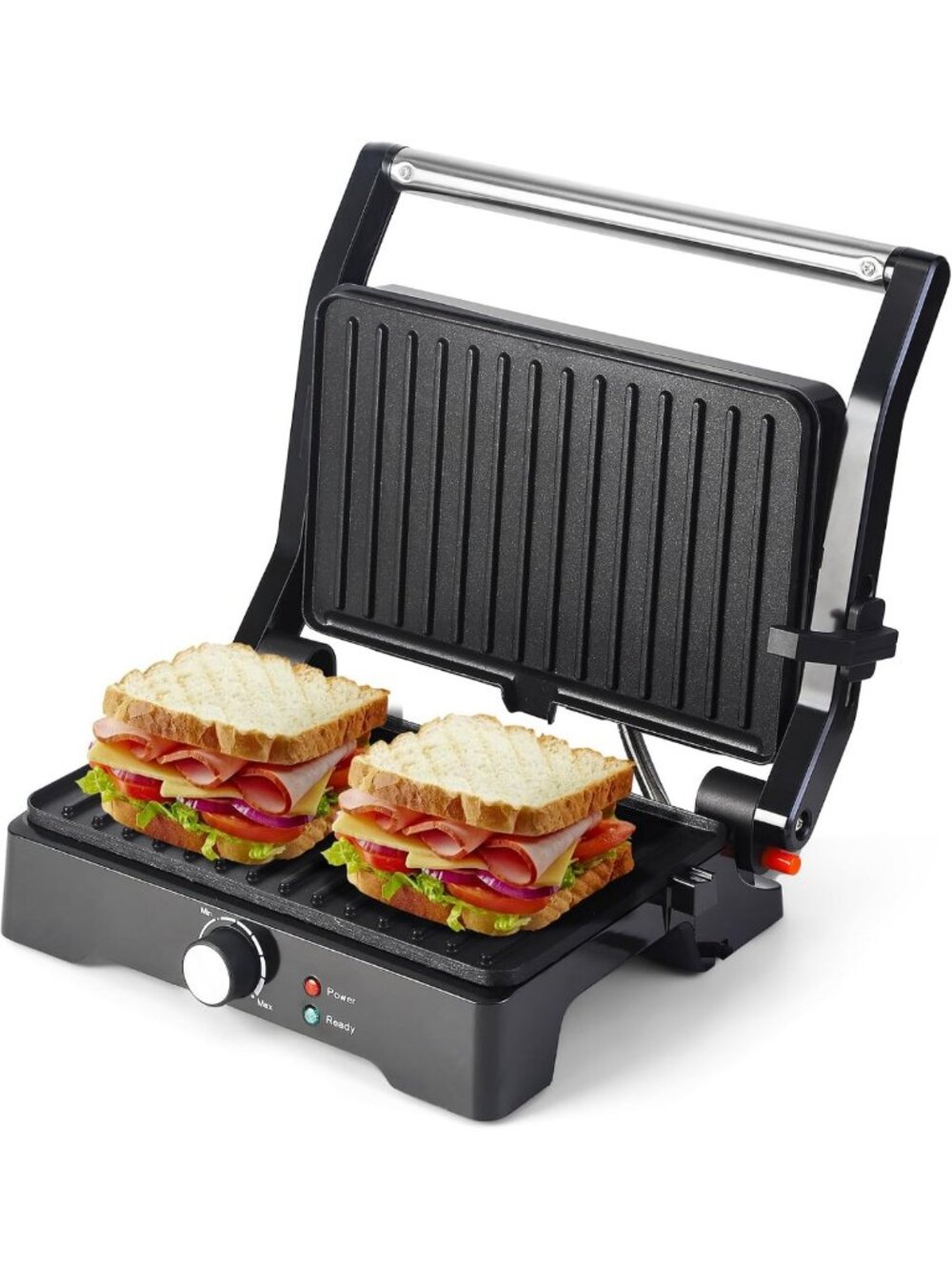 Versatile 3-in-1 Large Panini Press & Grill - Opens 180° for Perfect Sandwiches